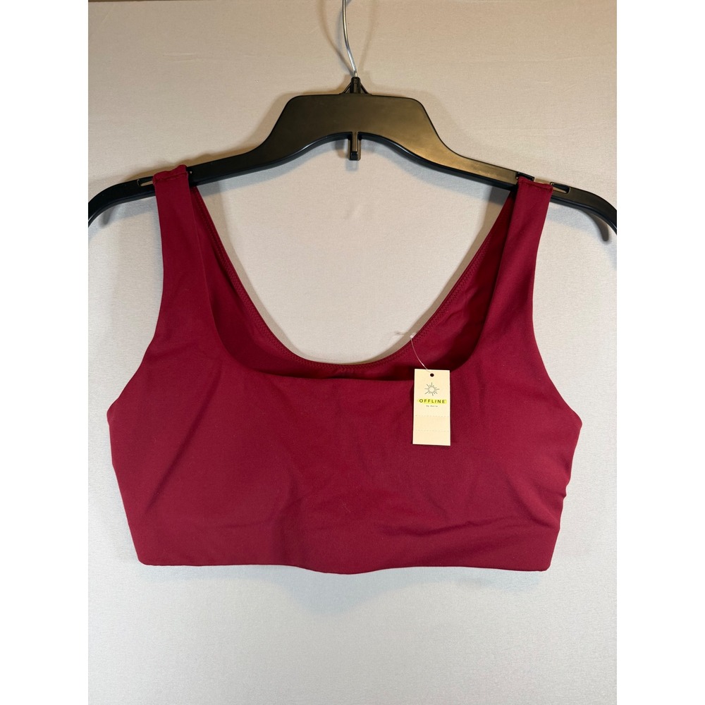 OFFLINE by Aerie Real Me Xtra Sports Bra Burgundy Red Square Neck V-Back Medium
